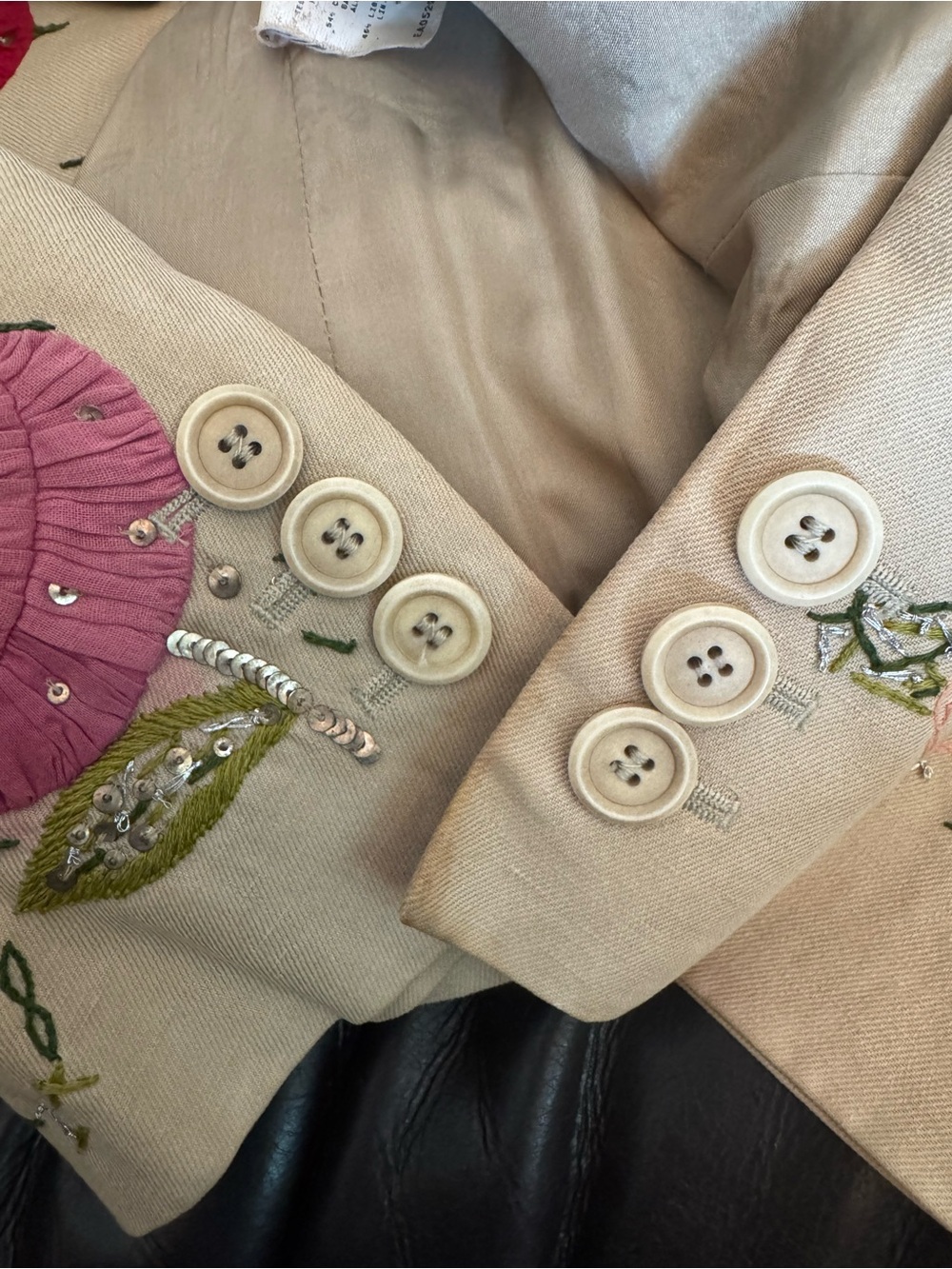 Vintage Moschino Multi Color Embroidered on a Beige Background - Picture 13 of 13